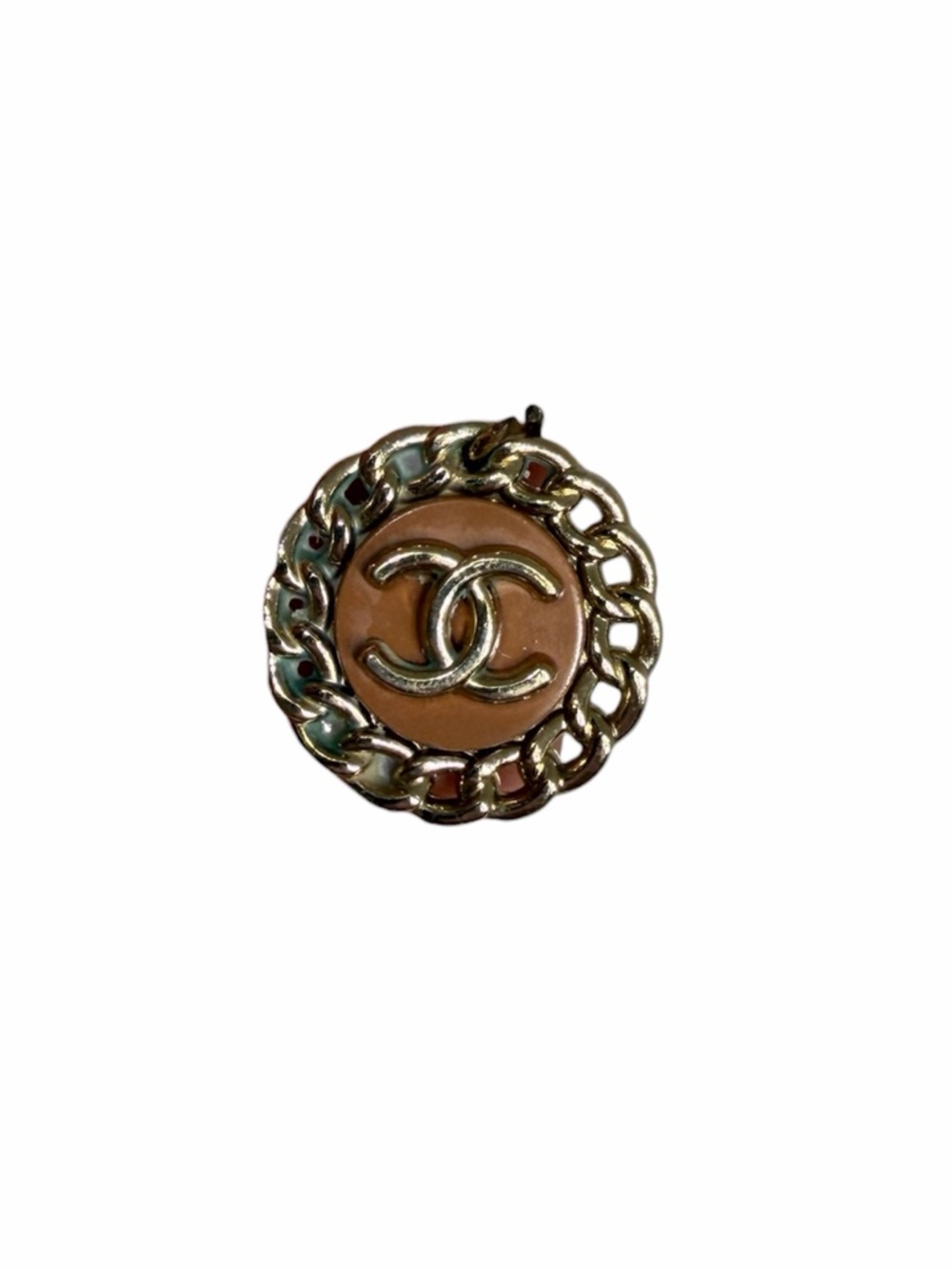 Vintage designer cc necklace repurposed button pendant